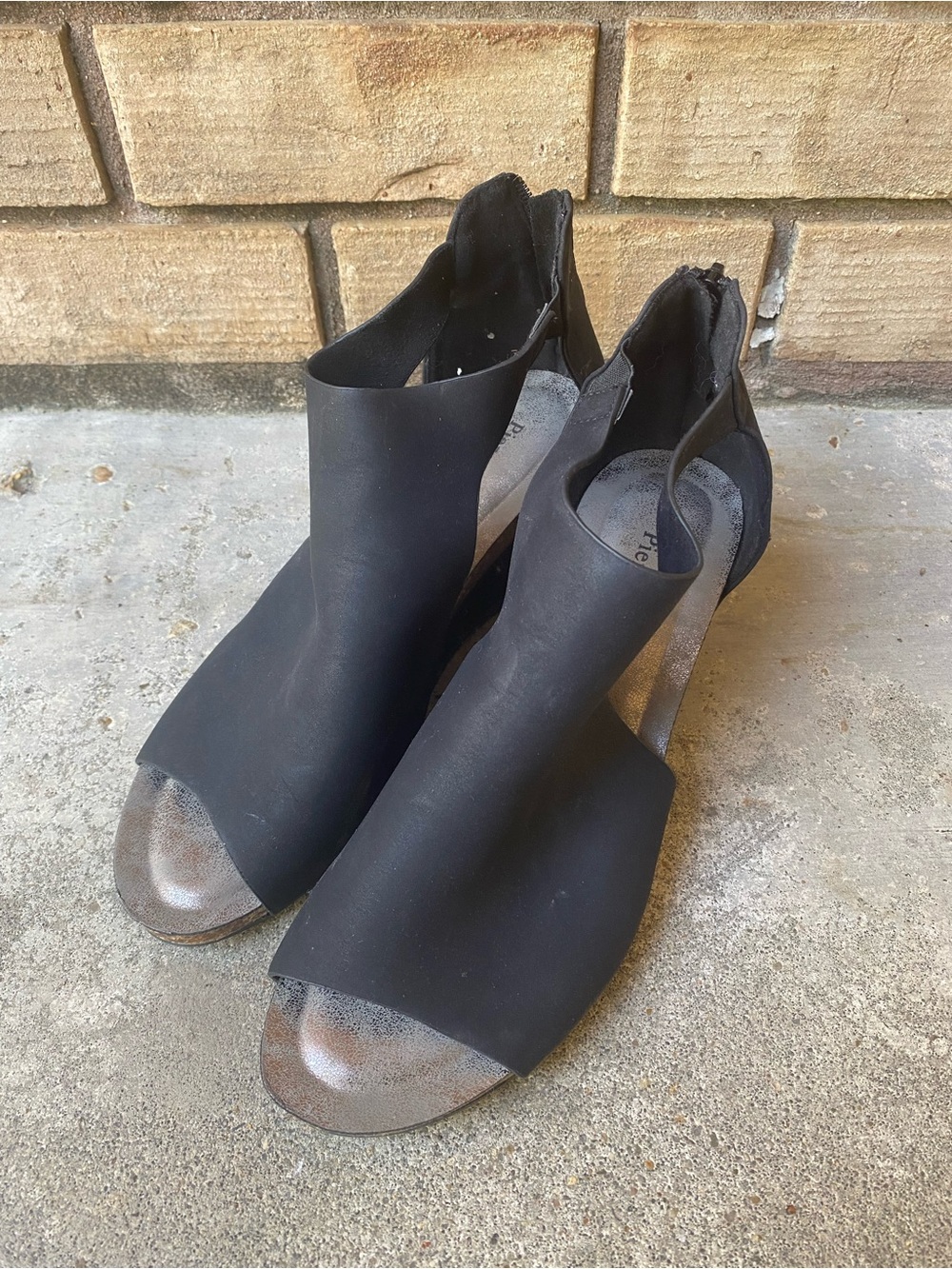 Pierre Dumas Black Peep-Toe Wedge Sandals - Women’s Size 10
